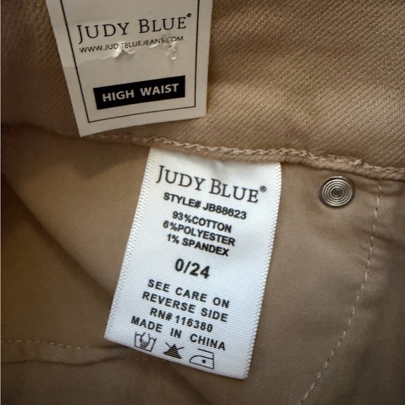 Judy Blue NWT Flare High Rise Jeans Women’s Size 0 / 24 Khaki Tan Tummy Control - Picture 9 of 14